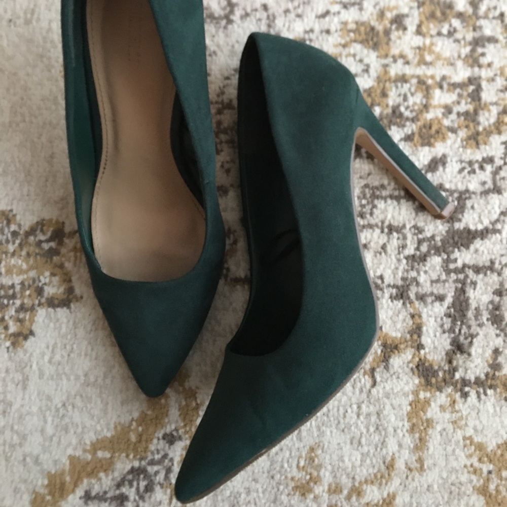 Emerald suede heels